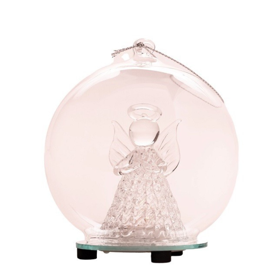 Glass Ball Clear, LED Angel Scene 10cm image 0